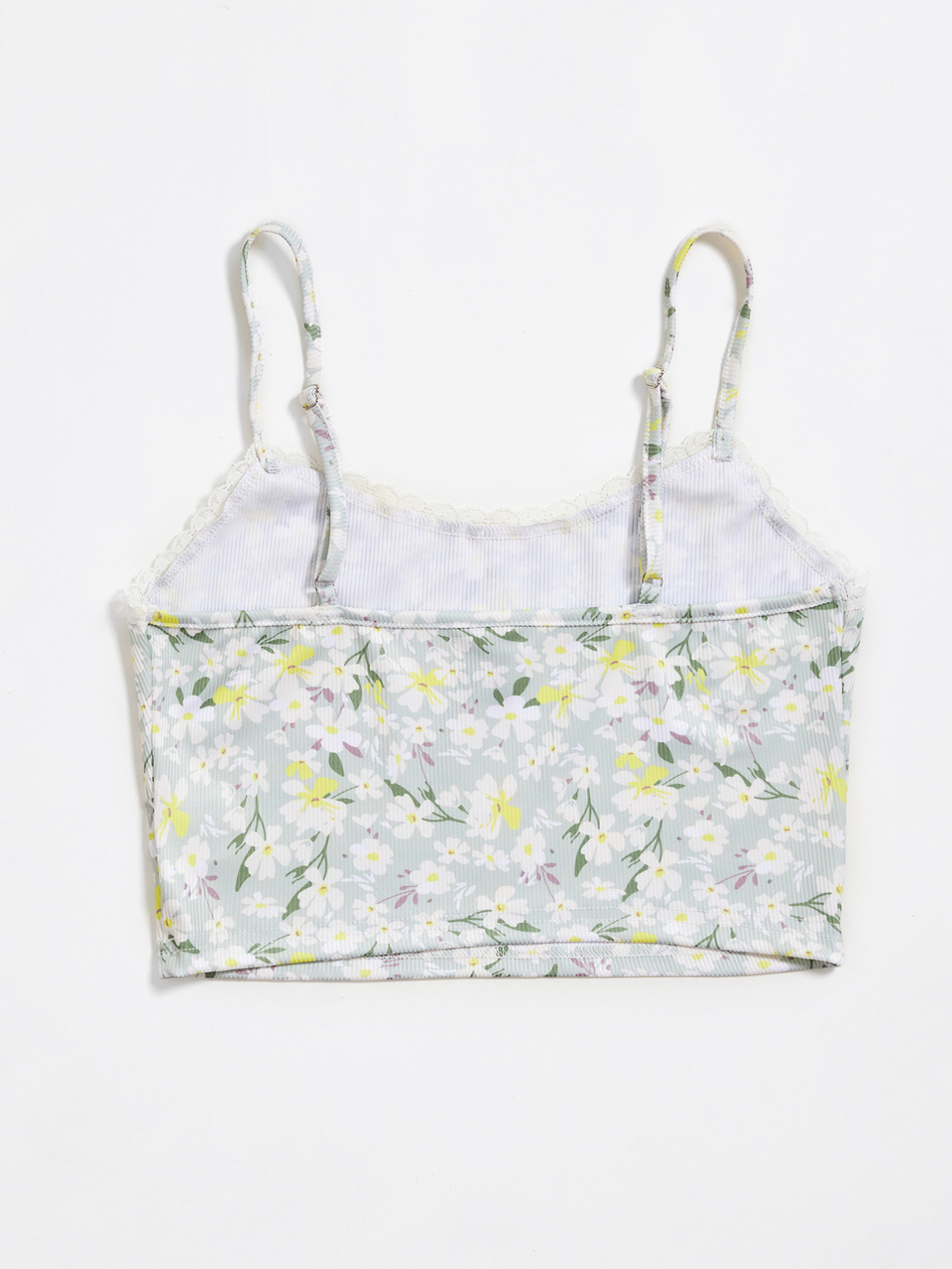 Floral Print Lace Trim Cami Top