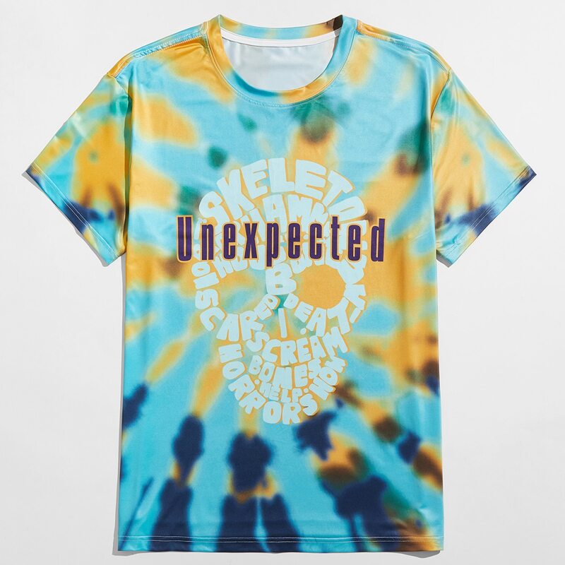

Guys Letter Skull Graphic Tie Dye Tee, Multicolor