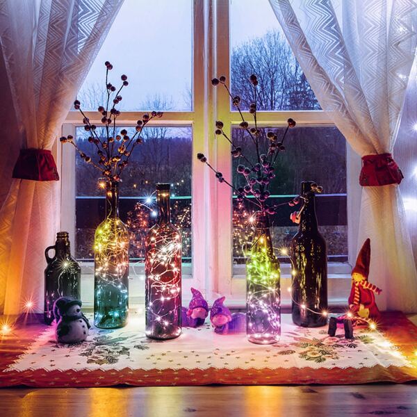 

1pc Remote Control Copper String Light With 100pcs Bulb, Multicolor