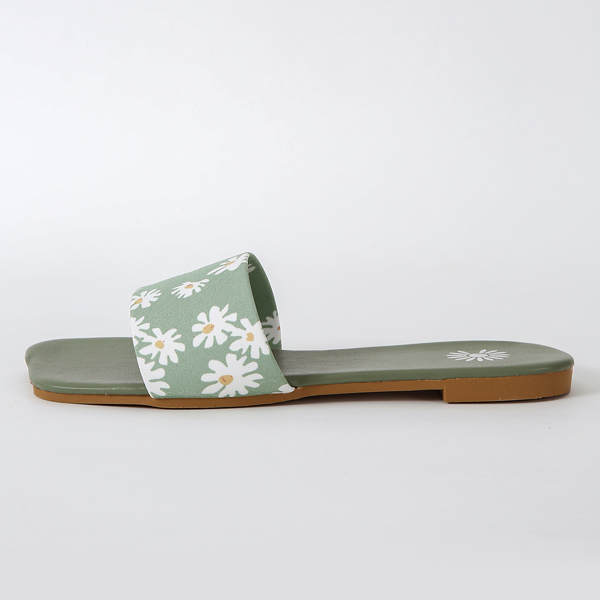 

Floral Graphic Slide Sandals, Green