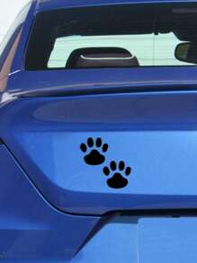 2个3D小狗爪印汽车贴纸，3D PVC狗爪形状装饰贴纸，适用于后窗或保险杠，自粘，光面，黑色轮廓设计，非常适合农用车辆或汽车装饰，车辆贴纸，防刮保护膜，汽车装饰配件，汽车用品。 - 黑色 - 查看 4