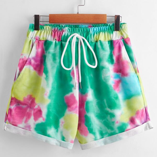 

Tie Dye Slant Pocket Track Shorts, Multicolor
