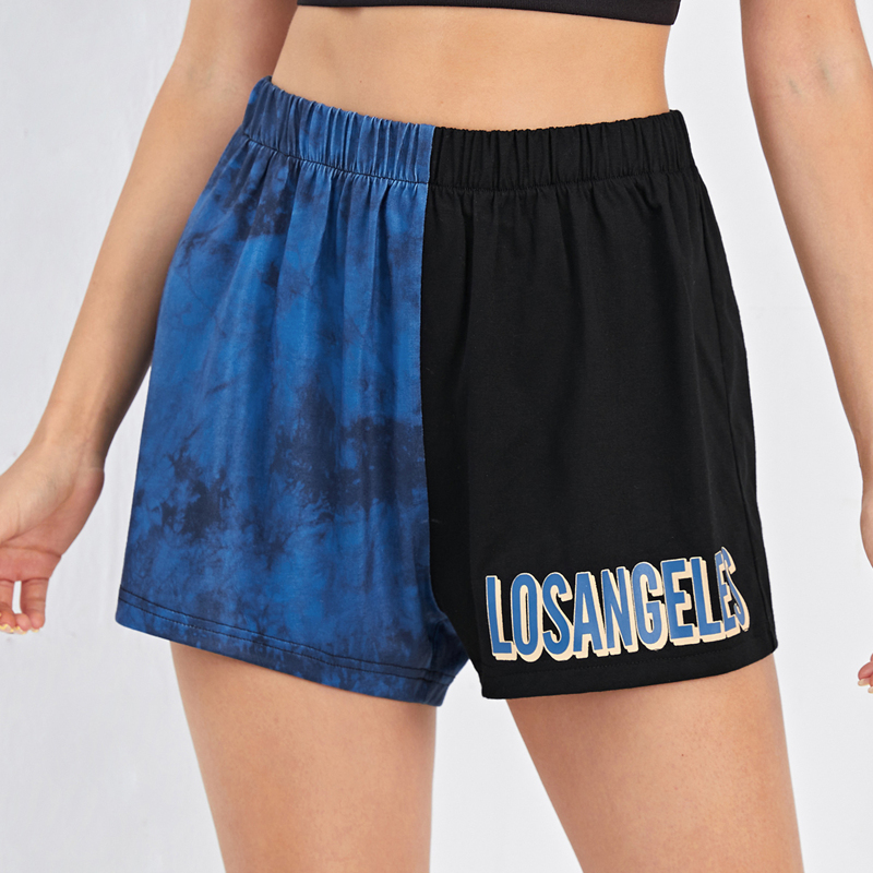 

Letter Contrast Tie Dye Shorts, Multicolor