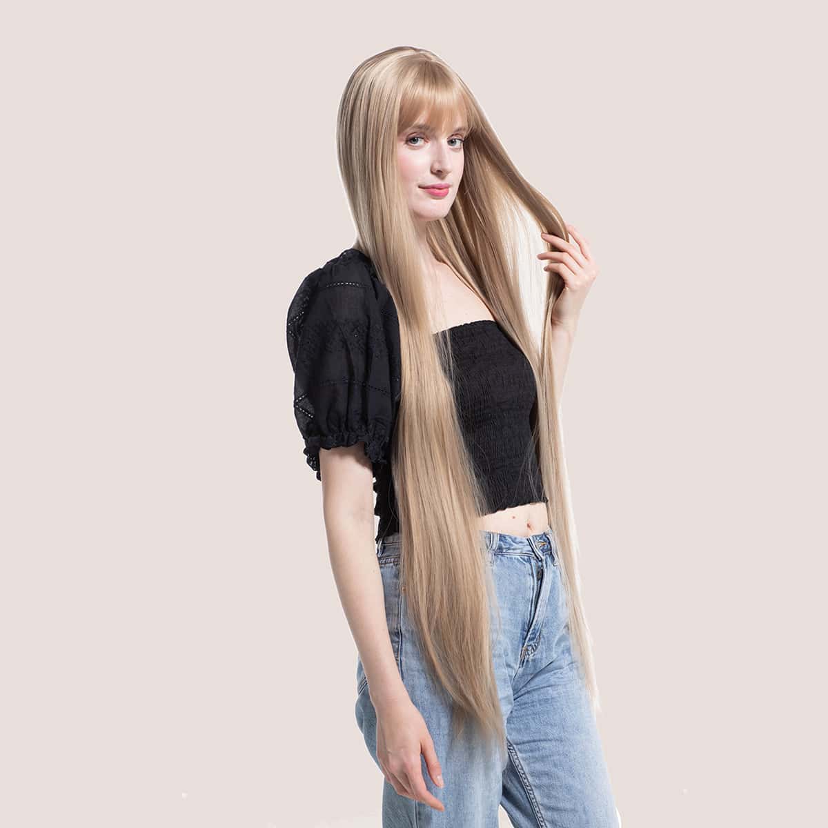 

Long Straight Wig With Bangs, Brown
