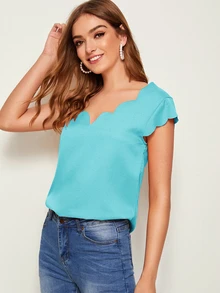 SHEIN Clasi بلوز صدفي ملائم ومقلم صدفي