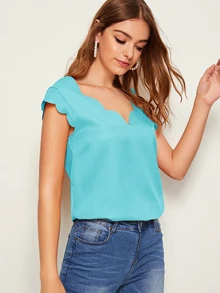 SHEIN Clasi بلوز صدفي ملائم ومقلم صدفي