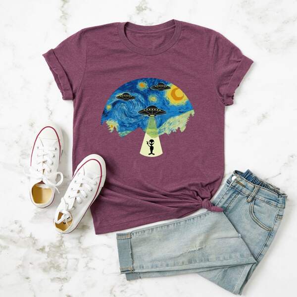 

Plus Alien Print Tee, Purple