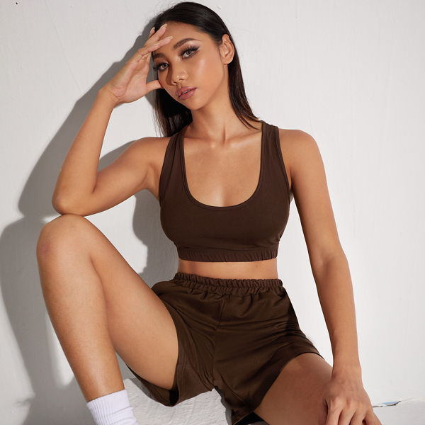 

Scoop Neck Racer Back Sports Set, Chocolate brown