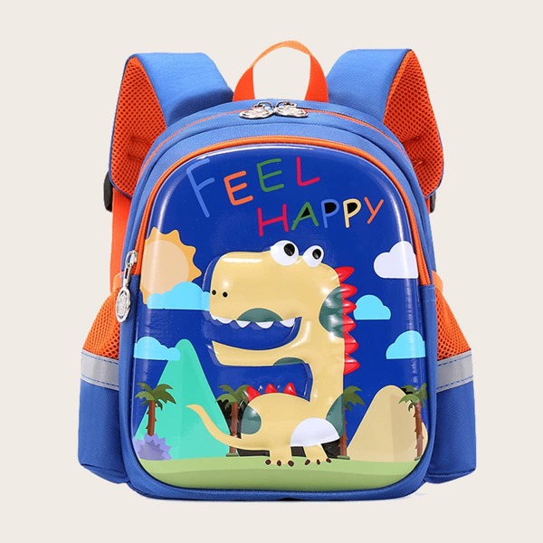 

Kids Cartoon Dinosaur Pattern Backpack, Royal blue
