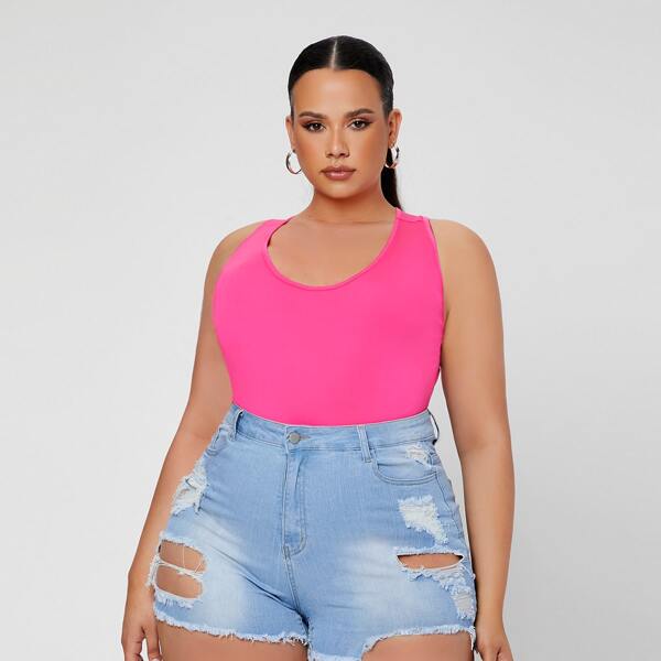 

Plus Scoop Neck Tank Bodysuit, Black