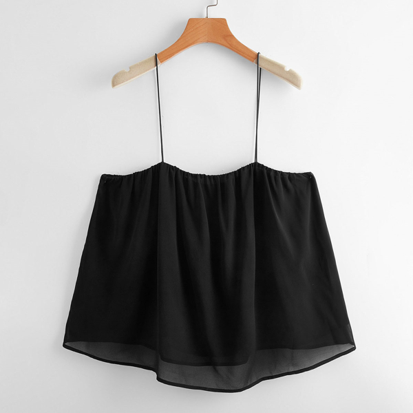 

Plus Solid Crop Cami Top, Black