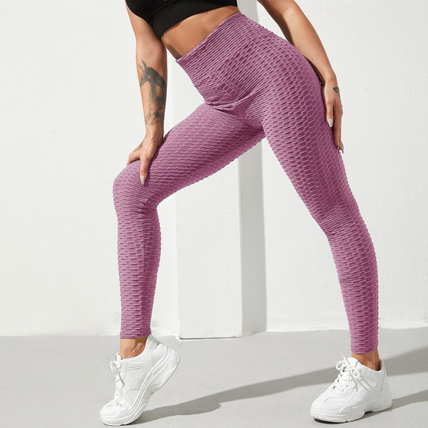 

High Waist Textured Sports Leggings, Hot pink