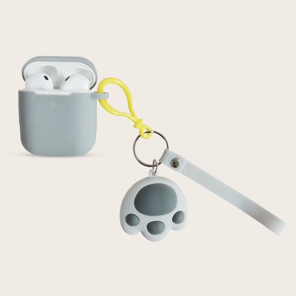 

Чехол для Airpods с кошачья лапа подвеска, Серый