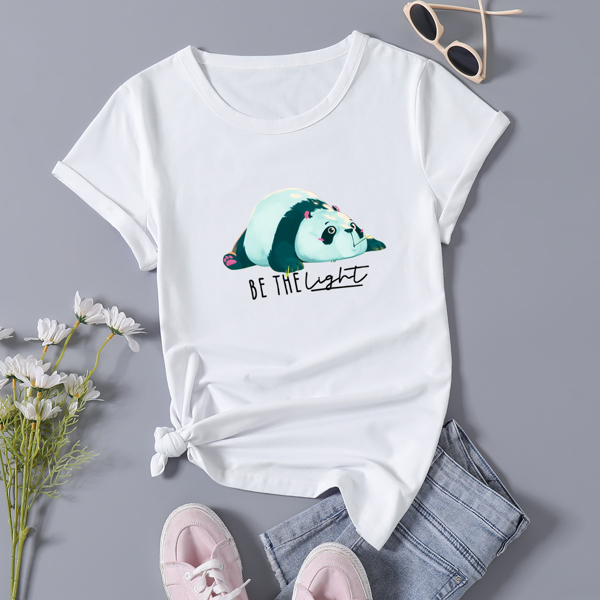

Panda And Slogan Graphic Tee, White