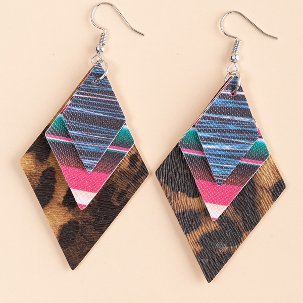 

Graphic Rhombus Earrings, Multicolor