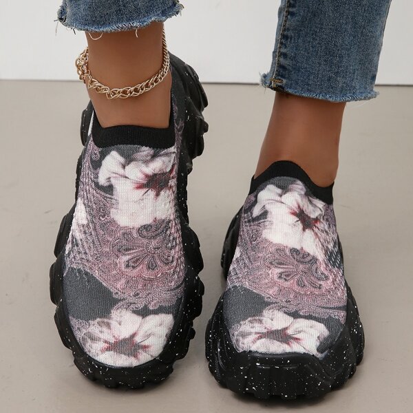 

Floral Print Chunky Sneakers, Multicolor