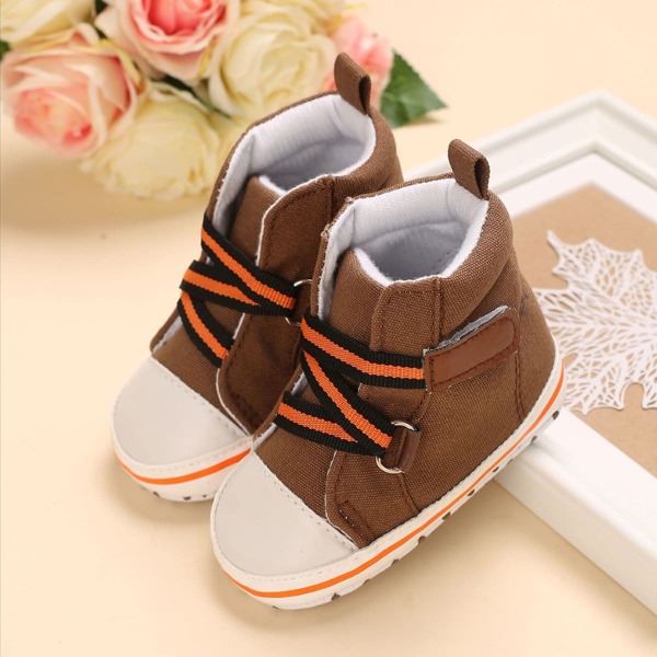 

Baby Boy Velcro Strap High Top Sneakers, Coffee brown