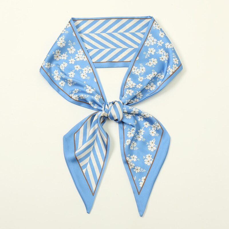 

Flower Print Twilly Scarf, Blue