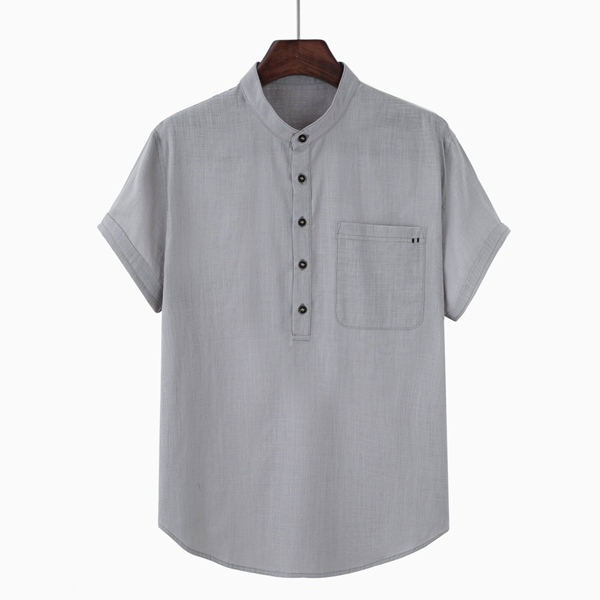 

Men Half Button Pocket Front Shirt, Grey