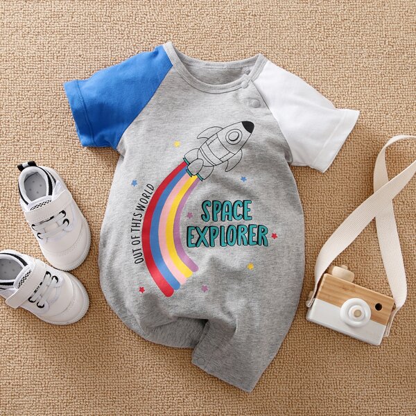

Baby Unisex Letter & Graphic Print Romper, Multicolor