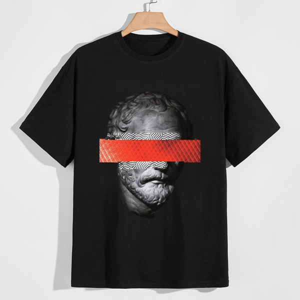 

Men Art Statues Print Tee, Black