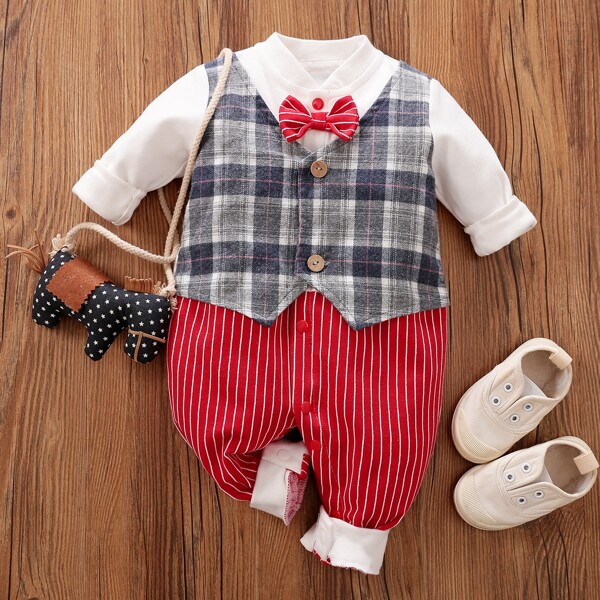 

Baby Boy 3 In1 Tuxedo Jumpsuit, Multicolor