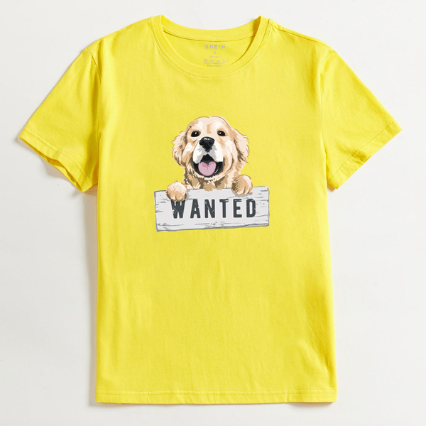 

Dog & Letter Graphic Tee, Yellow