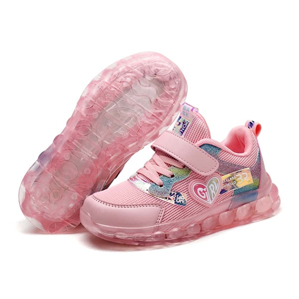

Girls Letter Graphic Velcro Strap Sneakers, Pink