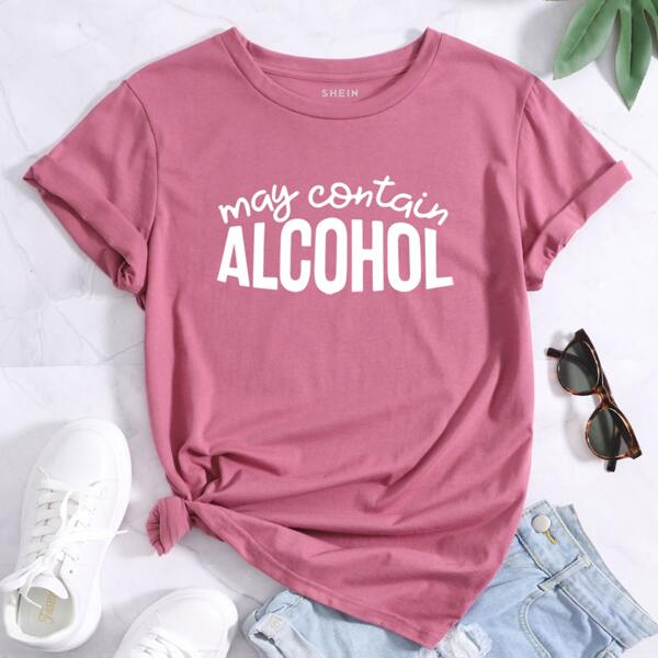 

Letter Graphic Short Sleeve Tee, Dusty pink