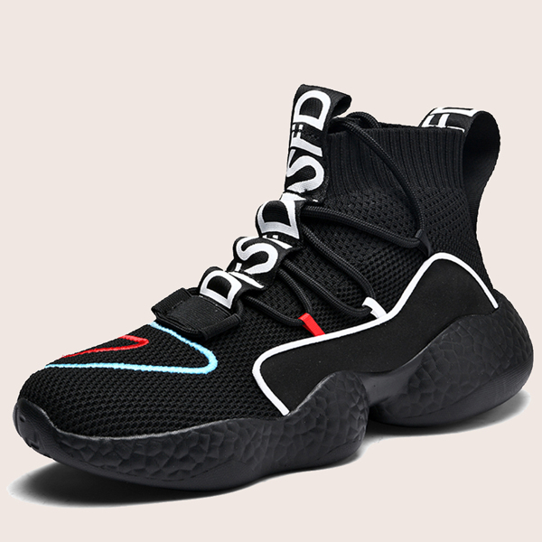 

Men Lace-up Decor High Top Sneakers, Black