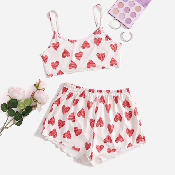 

Allover Heart Pajama Set, Multicolor