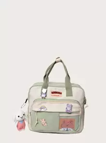 Bolso tote con diseño de dibujos animados para niñas - Verde - Ver 1