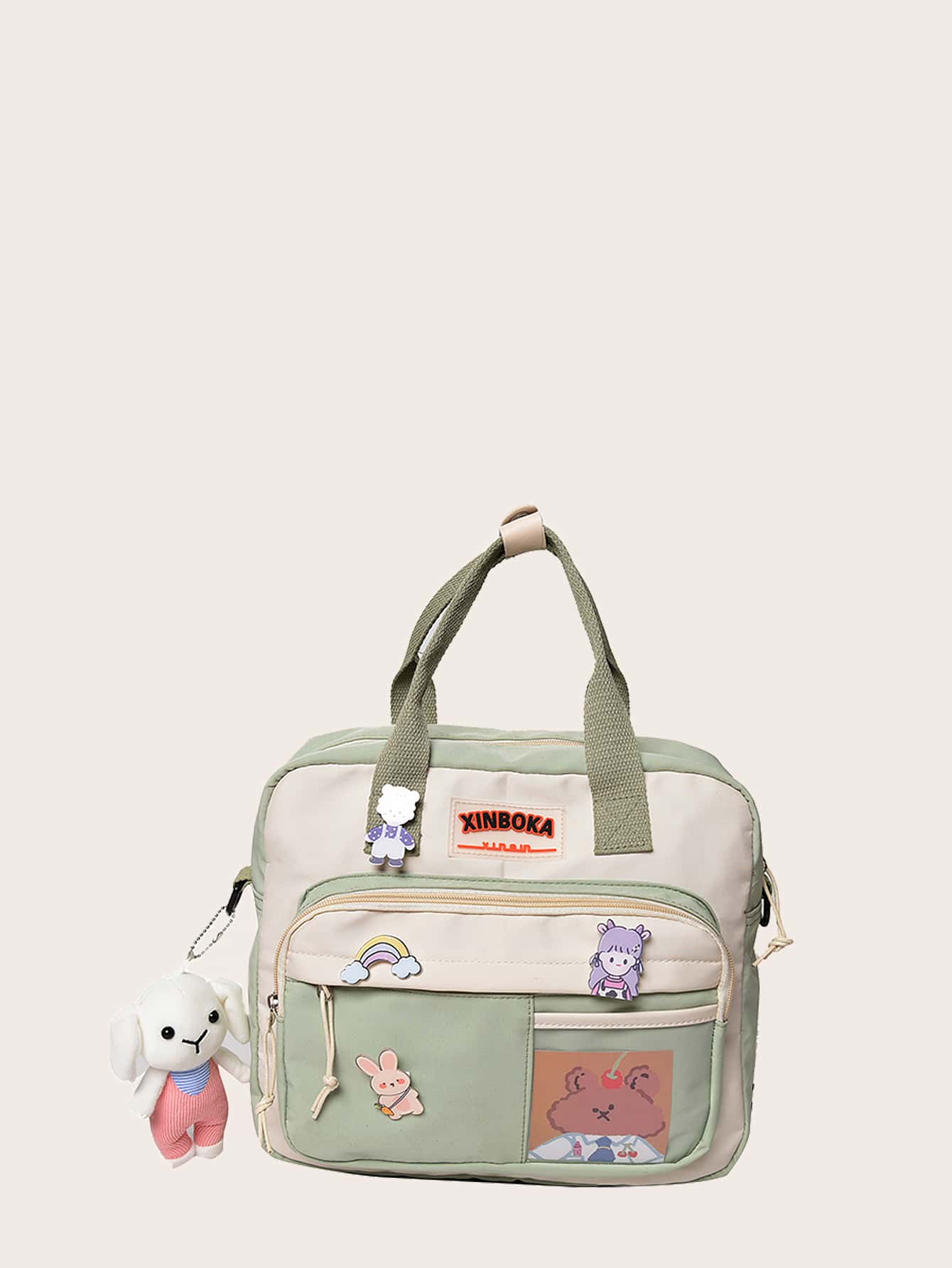 Bolso tote con diseño de dibujos animados para niñas - Verde - Ver 1