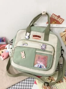 Bolso tote con diseño de dibujos animados para niñas - Verde - Ver 2