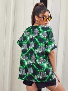 Dino & Panda Art Kimono abierto delantero con gráficos de dibujos animados, para el verano y las vacaciones en la playa - Multicolor - Ver 2