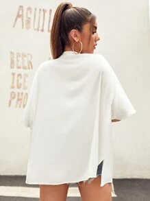 D.PintoLópez Figure Graphic Split Side Kimono, For Summer Beach Vacation - White - View 2