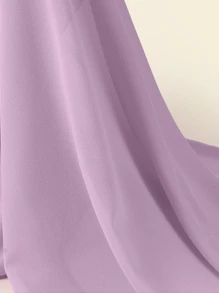 1 件纯色仿珍珠雪纺柔软女士头巾，适合日常使用头带冬季秋季长袍配饰面纱服装 - 淡紫色 - 查看 2