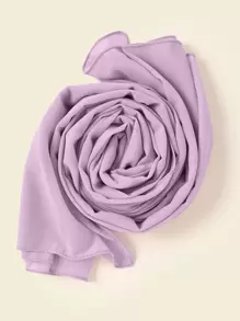 1 件纯色仿珍珠雪纺柔软女士头巾，适合日常使用头带冬季秋季长袍配饰面纱服装 - 淡紫色 - 查看 3