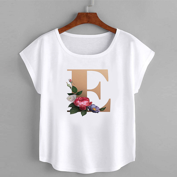 

Plus Floral & Letter Graphic Tee, White