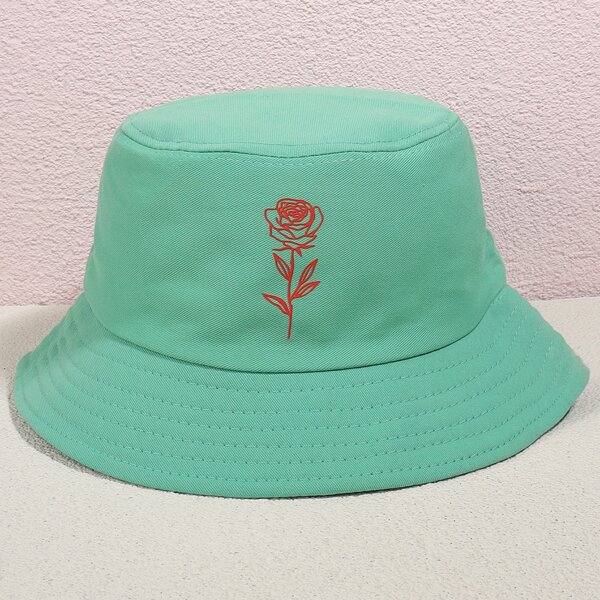 

Flower Pattern Bucket Hat, Green