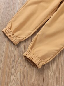 SHEIN Toddler Boys Patched Tapered Trousers - Khaki - View 5