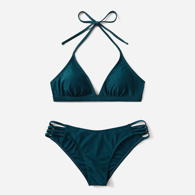 

Ladder Cut Out Halter Bikini Swimsuit, Blue