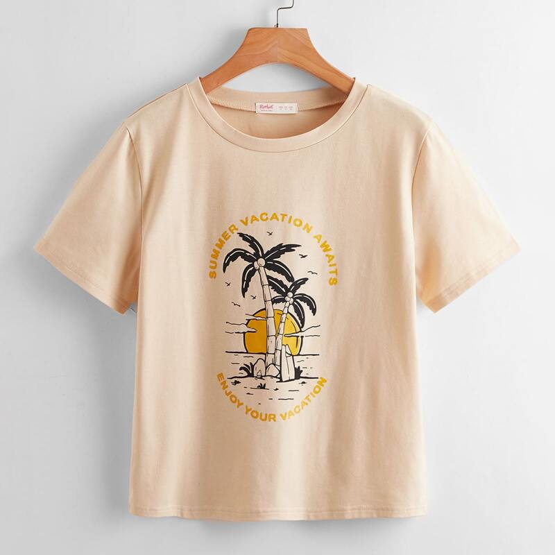 

Letter Tropical Graphic Tee, Apricot
