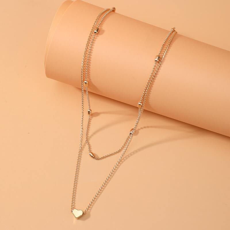 

Heart Decor Layered Necklace, Gold