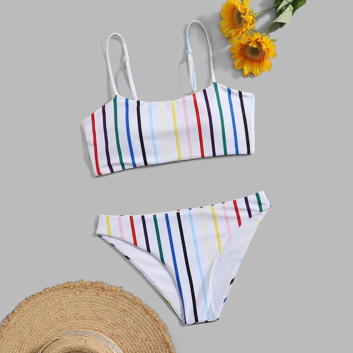 

Striped Bikini Swimsuit, Multicolor