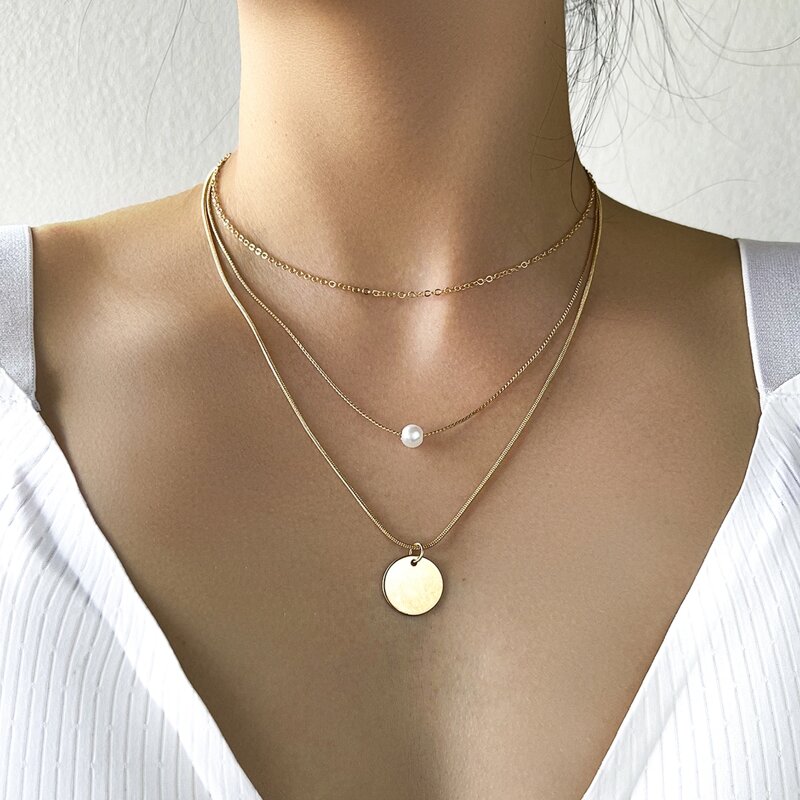 

Geo Charm Layered Necklace, Gold