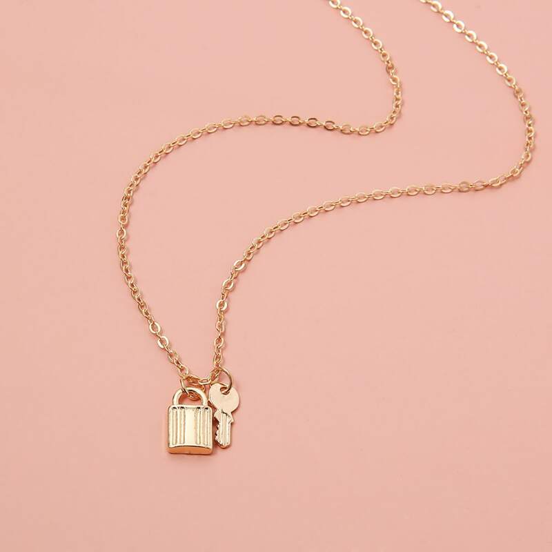 

Lock Pendant Chain Necklace, Gold