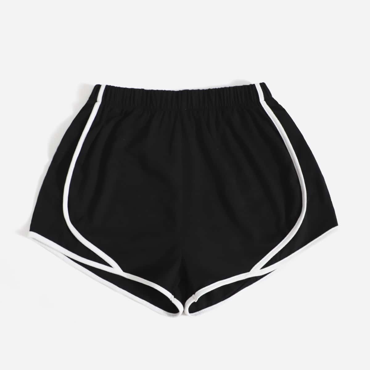 

Contrast Binding Dolphin Shorts, Black