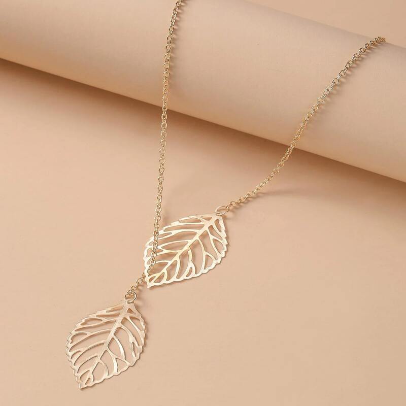 

Leaf Charm Chain Necklace, Gold