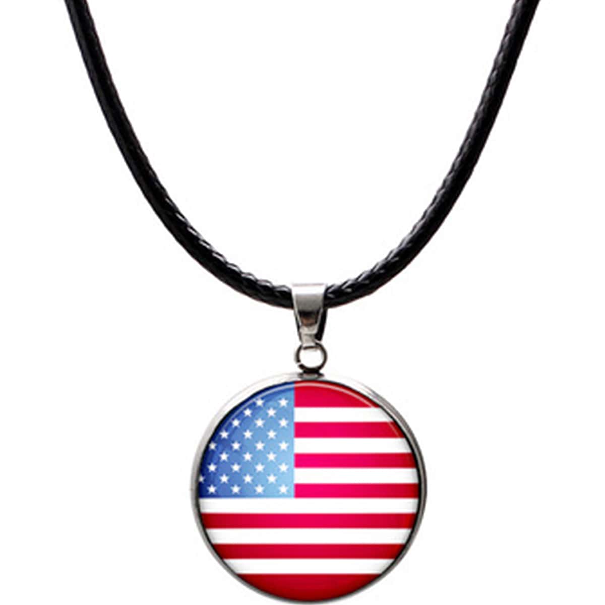 

Flag Graphic Charm Necklace, Multicolor